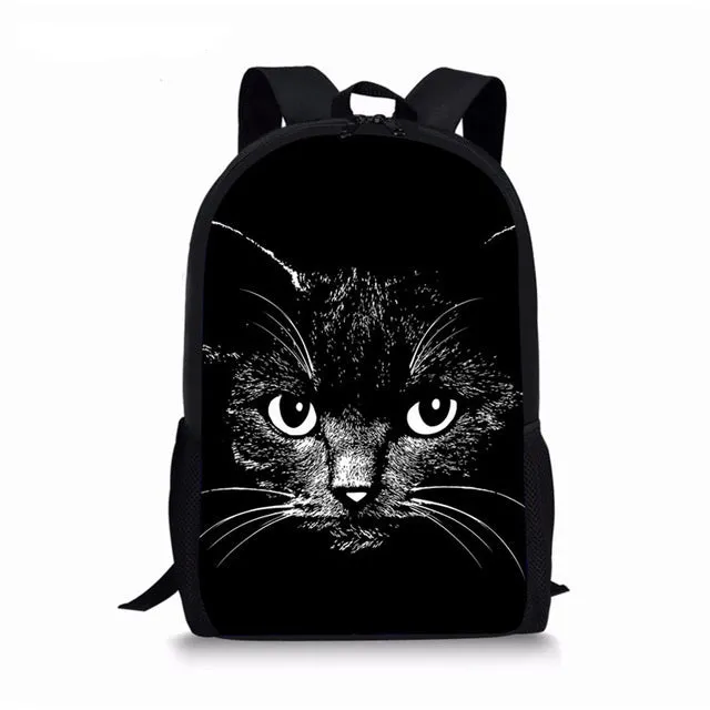 Girls 3Pcs/Set Back Pack Set or Individual Pieces  with your Choice of Cat themed prints