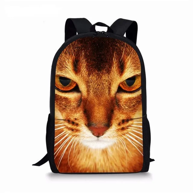 Girls 3Pcs/Set Back Pack Set or Individual Pieces  with your Choice of Cat themed prints