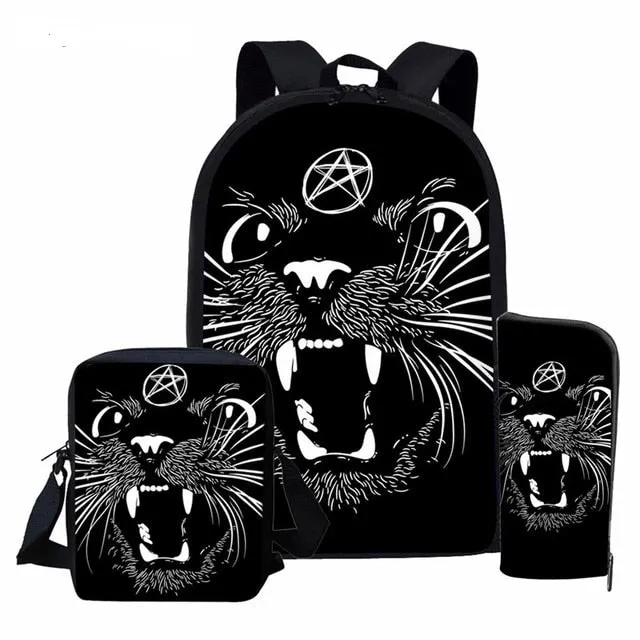 Girls 3Pcs/Set Back Pack Set or Individual Pieces  with your Choice of Cat themed prints