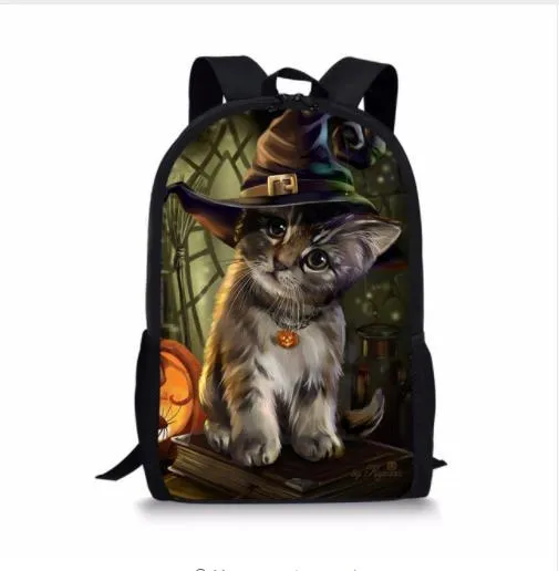 Girls 3Pcs/Set Back Pack Set or Individual Pieces  with your Choice of Cat themed prints