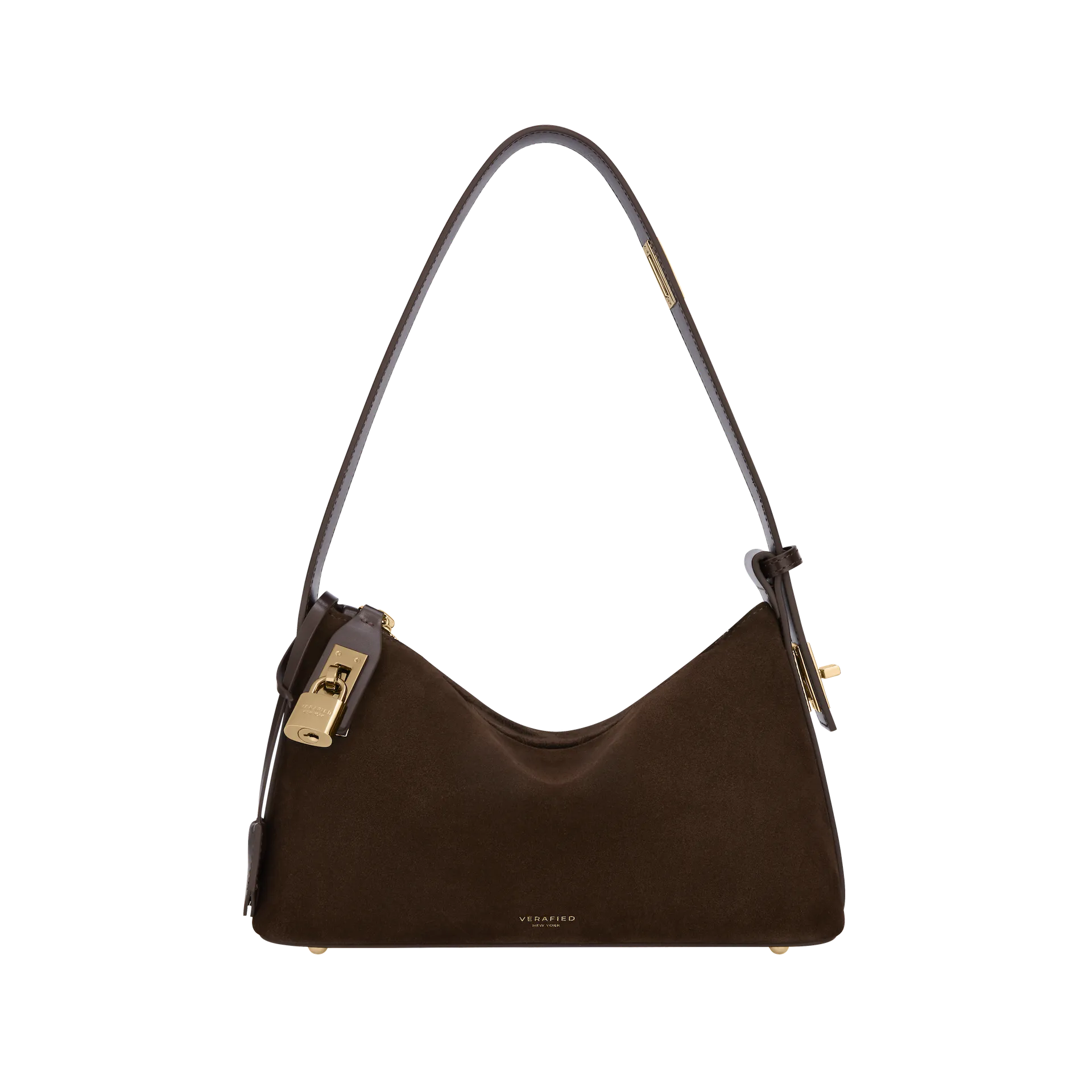 Gold Espresso Suede Hobo Bag
