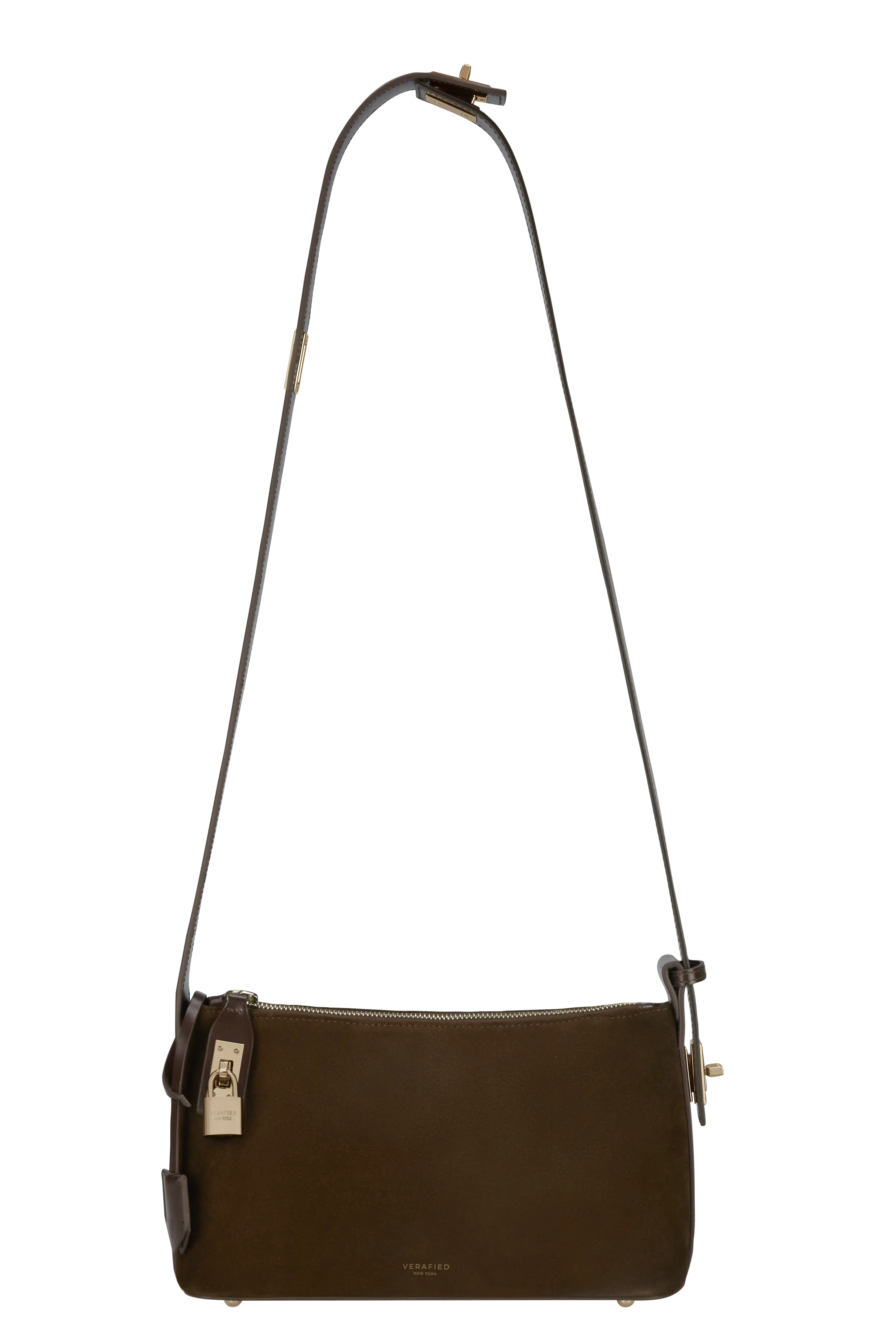 Gold Espresso Suede Hobo Bag