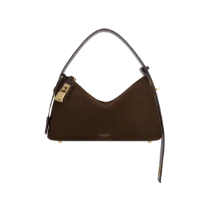 Gold Espresso Suede Hobo Bag