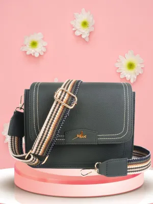 Green Multicompartment Sling Bag For Women