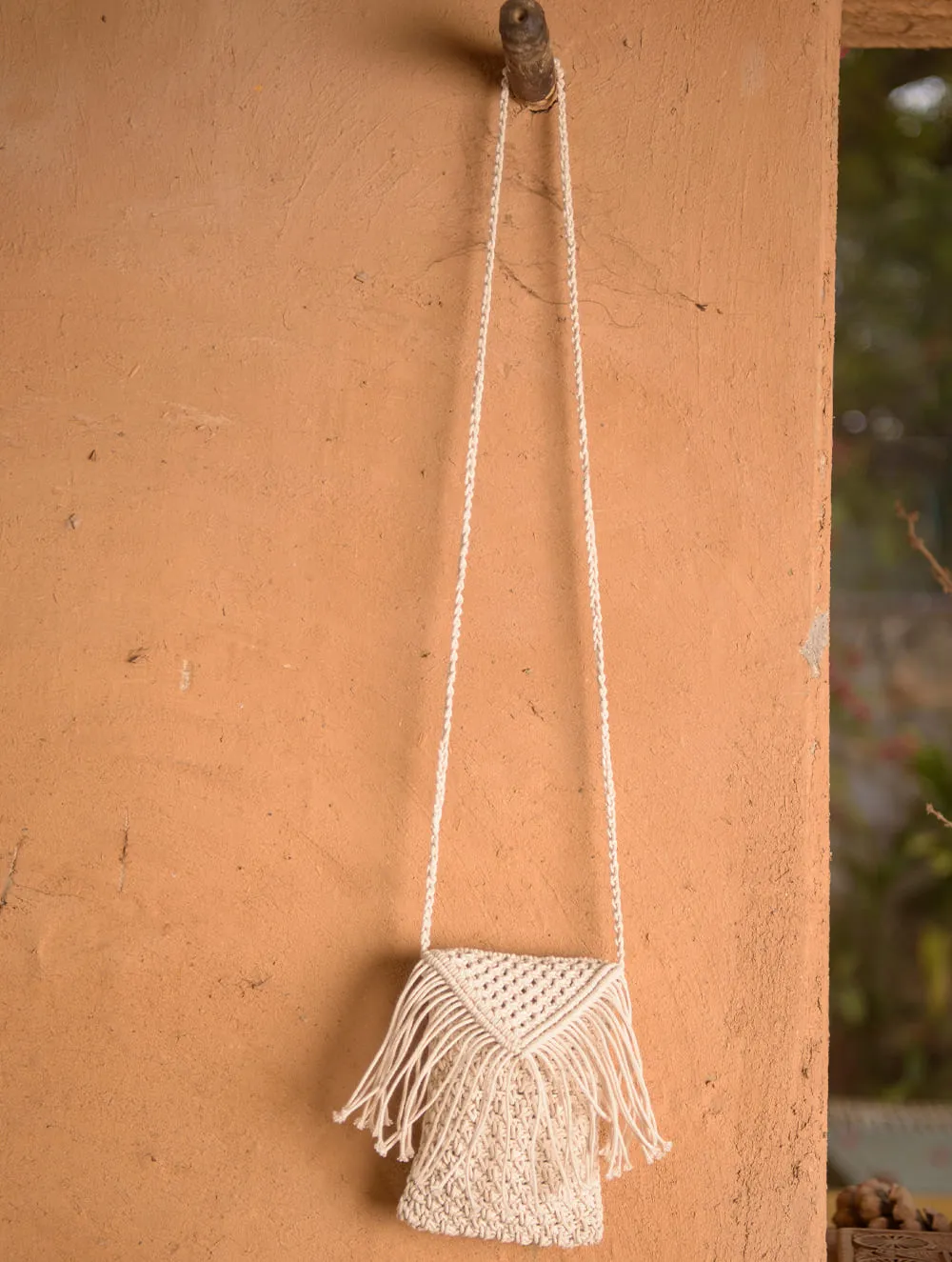Hand knotted Macrame String Sling - Off-White