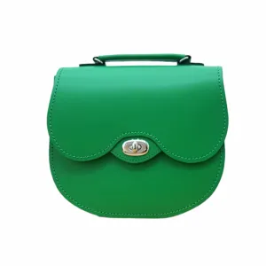 Handmade Leather Twist Lock Saddle Bag - Green