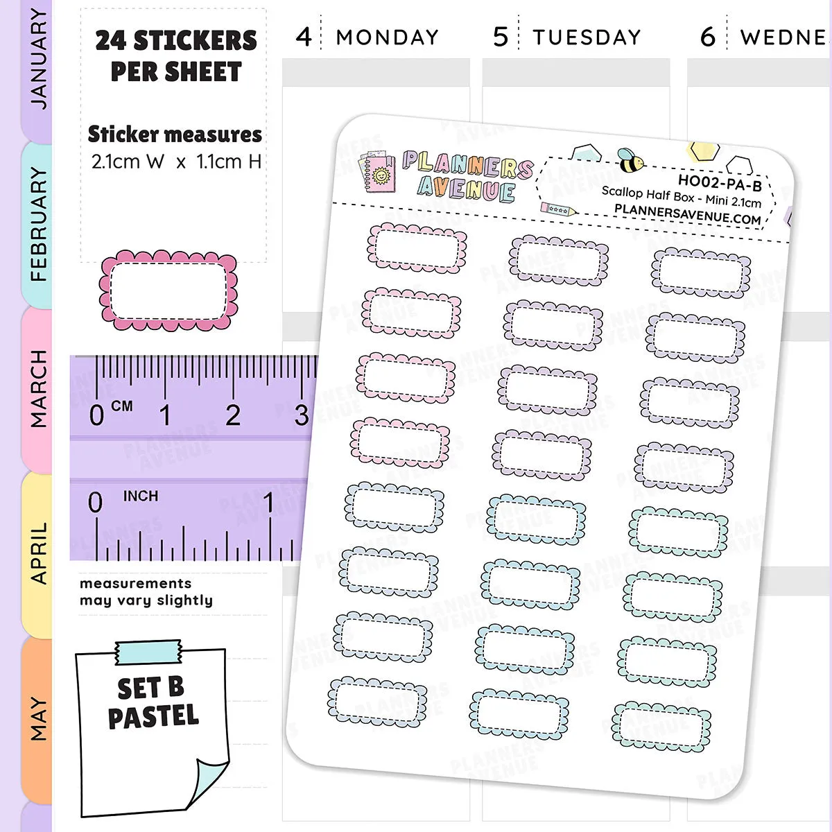 Hobonichi Scalloped Half Box Stickers