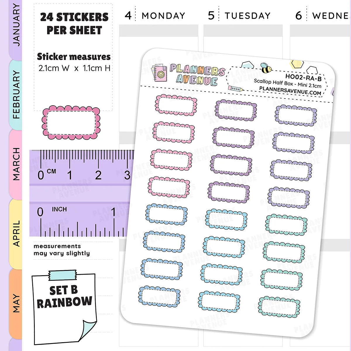 Hobonichi Scalloped Half Box Stickers