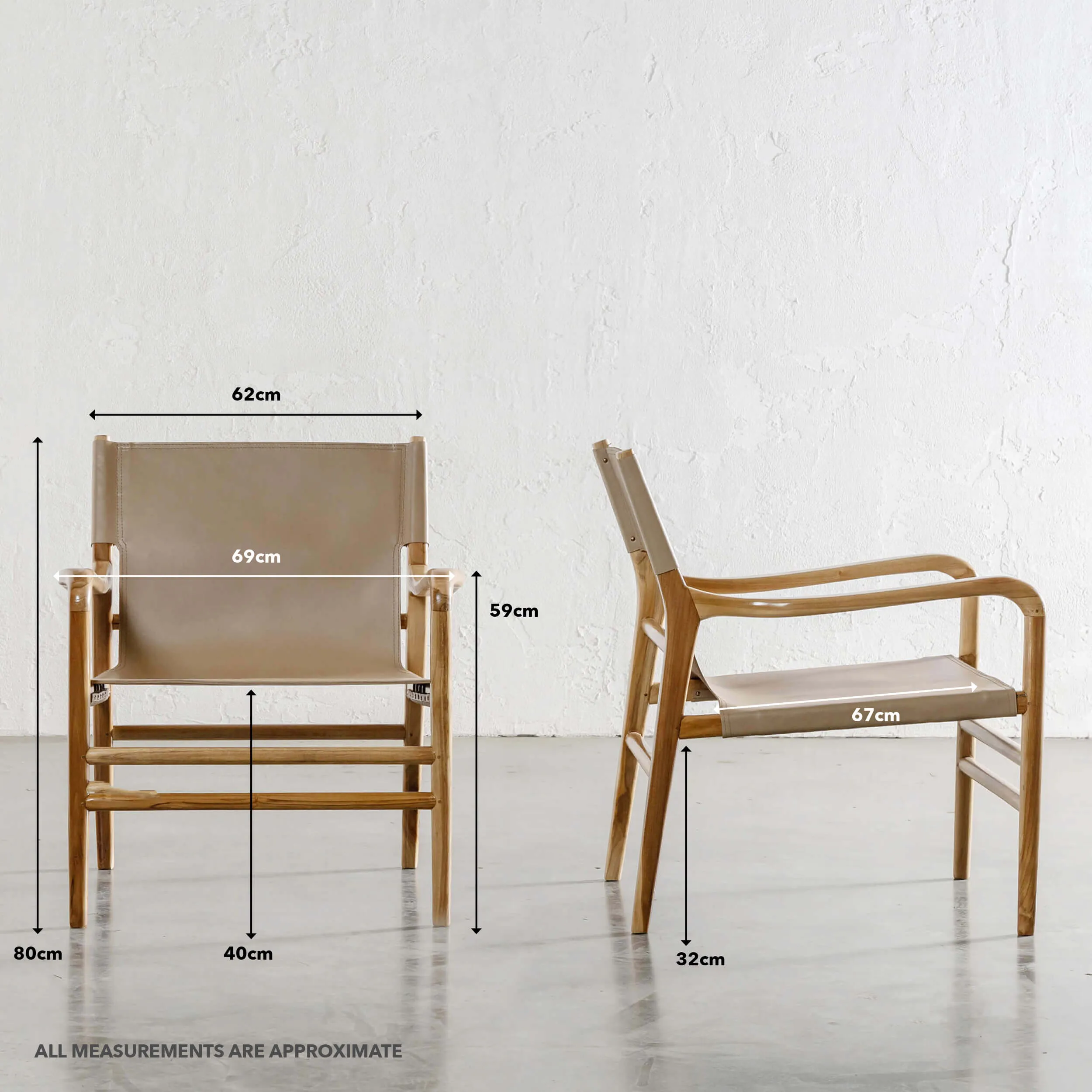 MALAND CONTEMPO SLING ARMCHAIR  |  LIGHT TAUPE LEATHER
