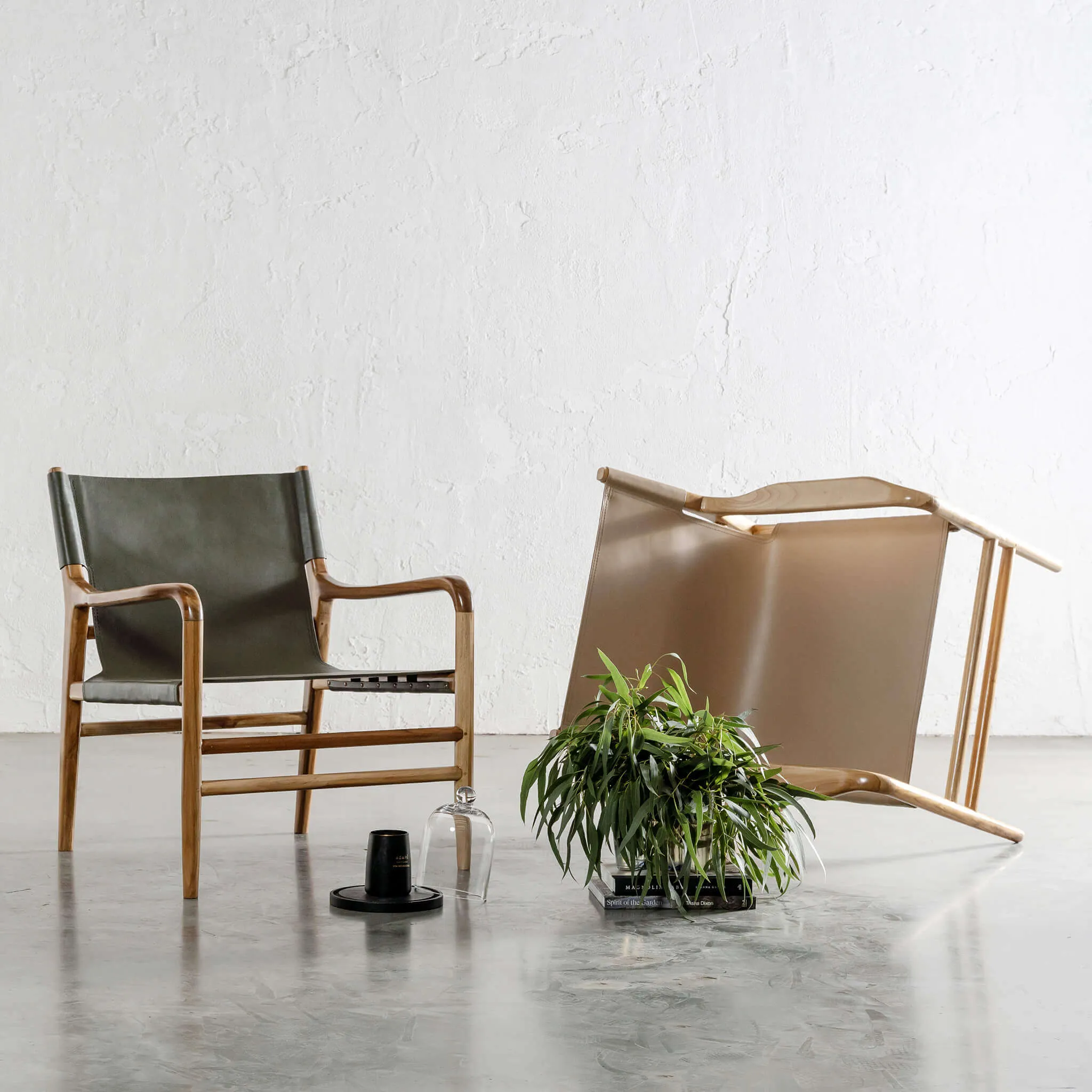 MALAND CONTEMPO SLING ARMCHAIR  |  LIGHT TAUPE LEATHER