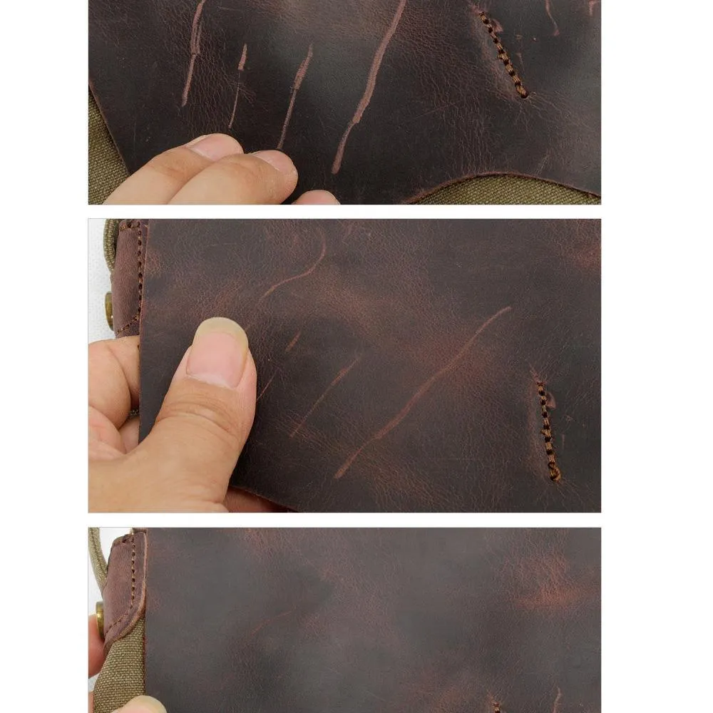 Men's Leather Sling Bag Chest Shoulder Backpack
