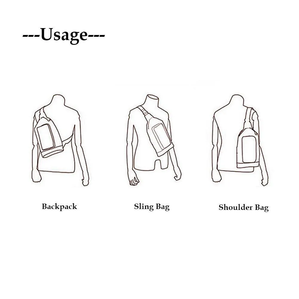 Men's Leather Sling Bag Chest Shoulder Backpack