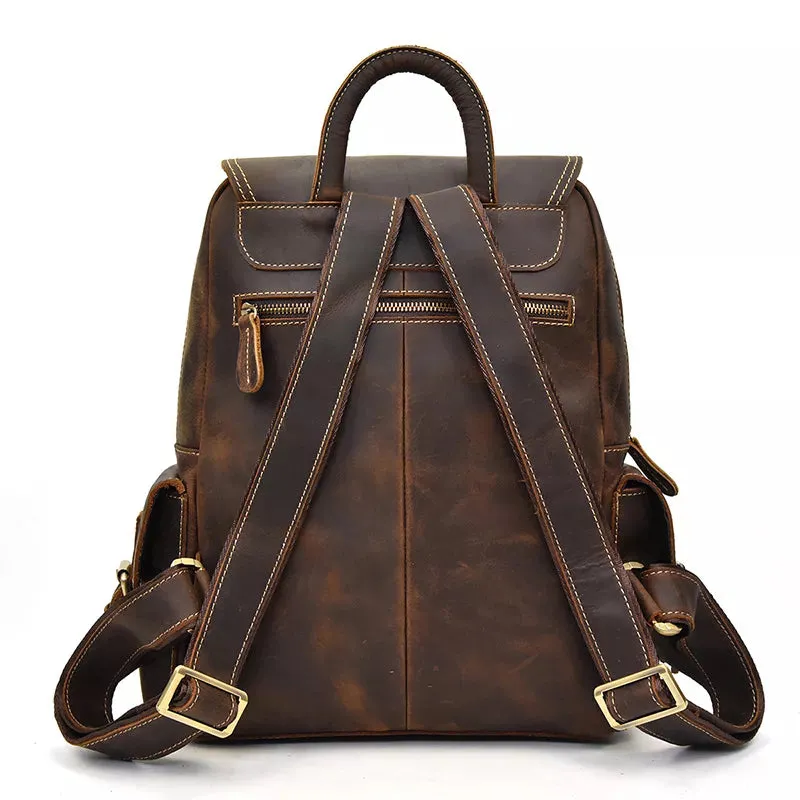 Men's Vintage Crazy Horse Leather Backpack