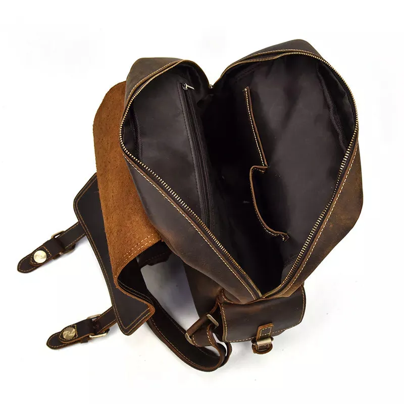 Men's Vintage Crazy Horse Leather Backpack