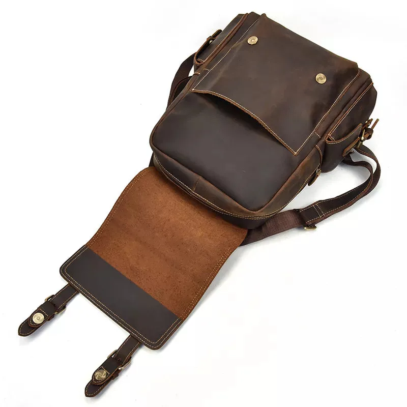 Men's Vintage Crazy Horse Leather Backpack