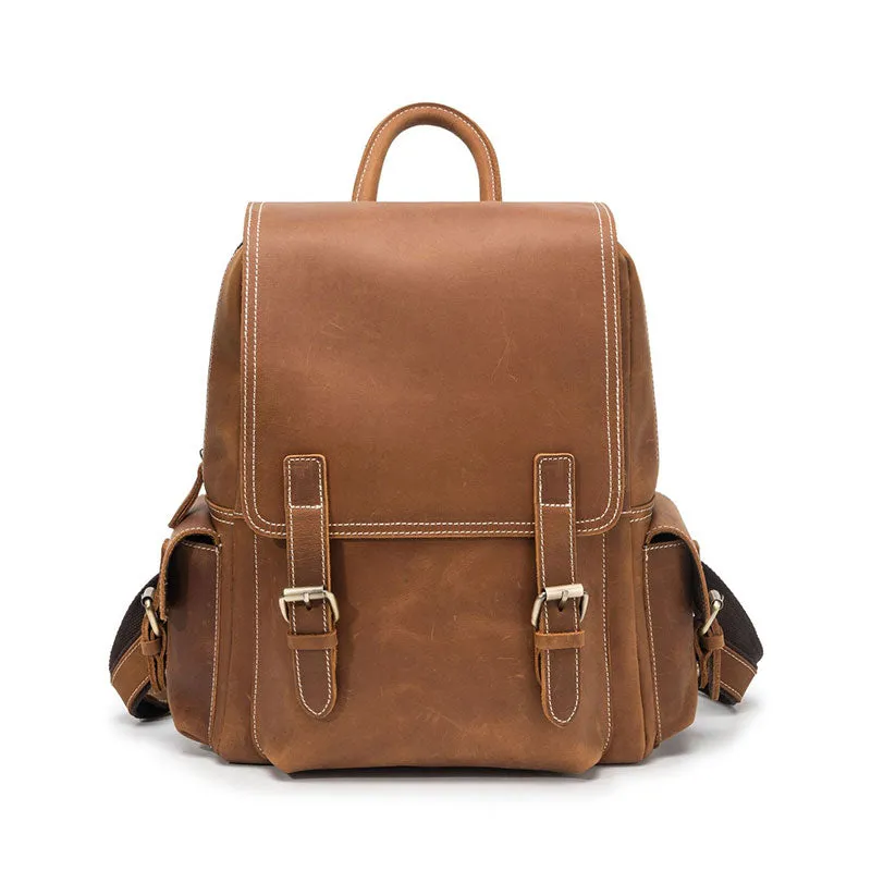 Men's Vintage Crazy Horse Leather Backpack