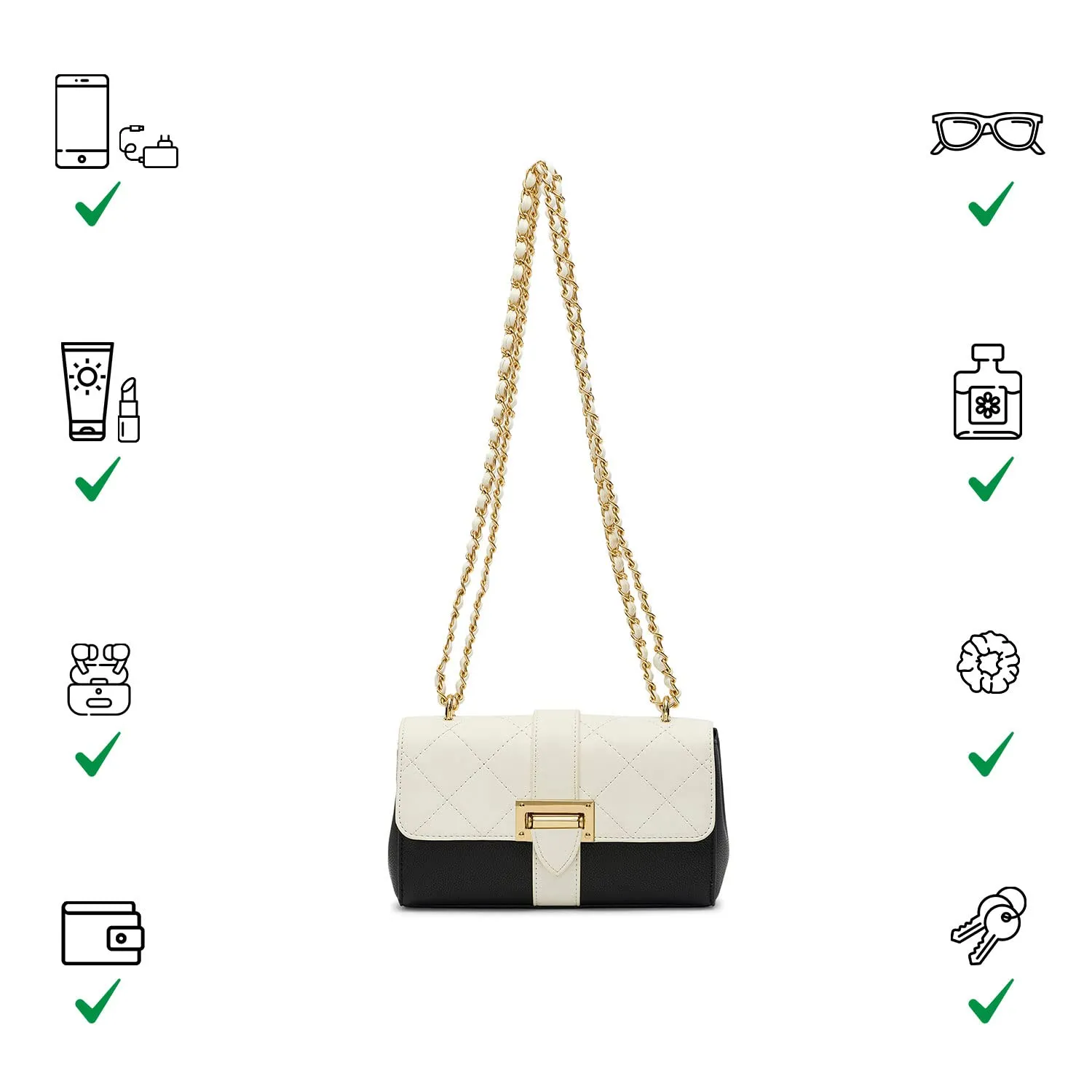 Miraggio Women Estelle Crossbody/Shoulder Bag With Convertible Western Sling (Black & White)