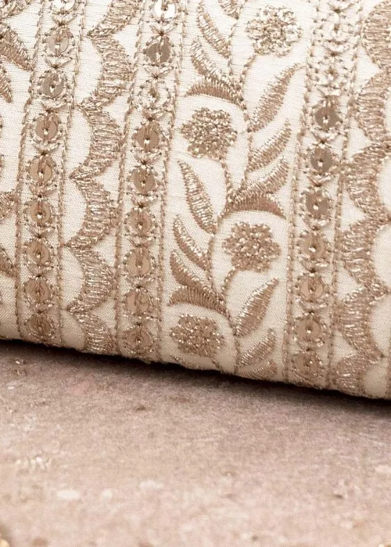 Mirai embroidery clutch cream