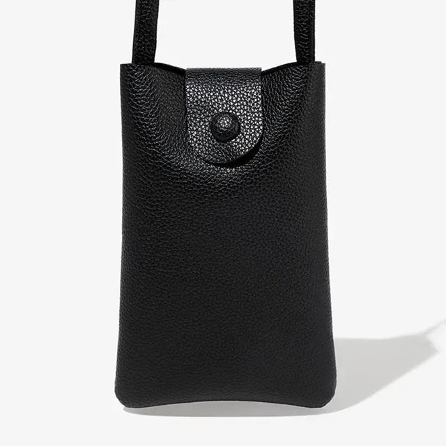 Mobile Sling for Women - Genuine Leather Raw Edge Black