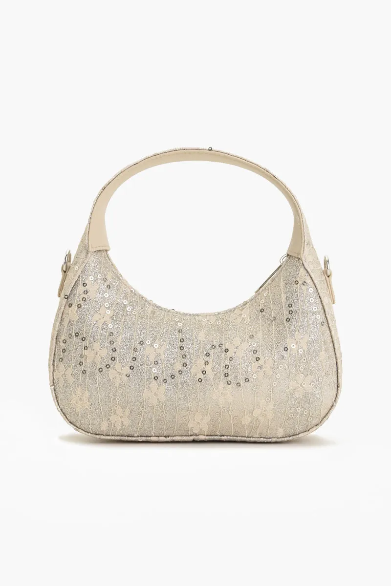 Moonlit Lace Handbag - Ivory Vegan Leather Bag