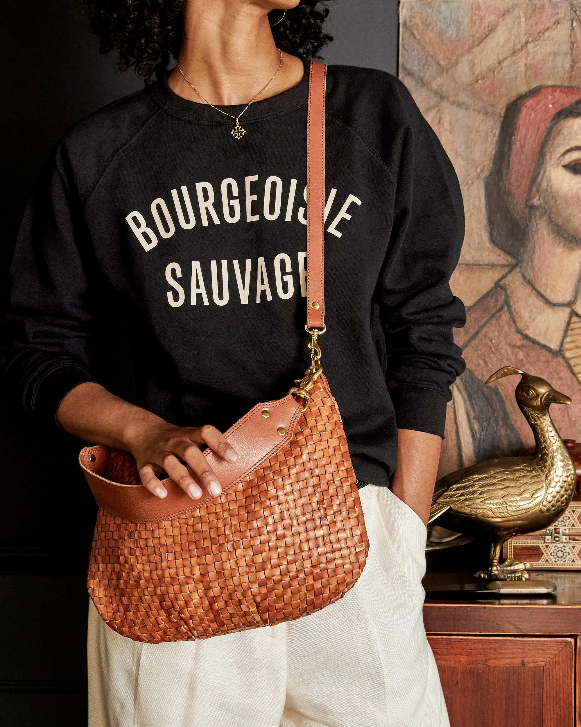 Moyen Messenger ~ Natural Woven Checker