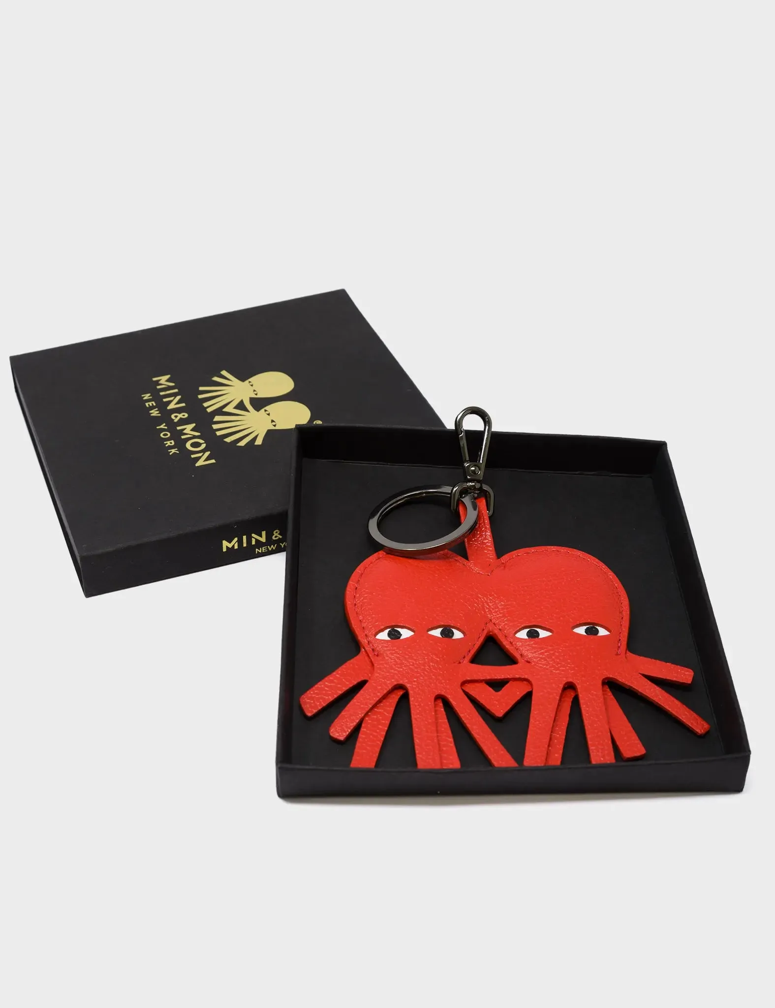 Octotwins Charm - Fiesta Red Leather Keychain