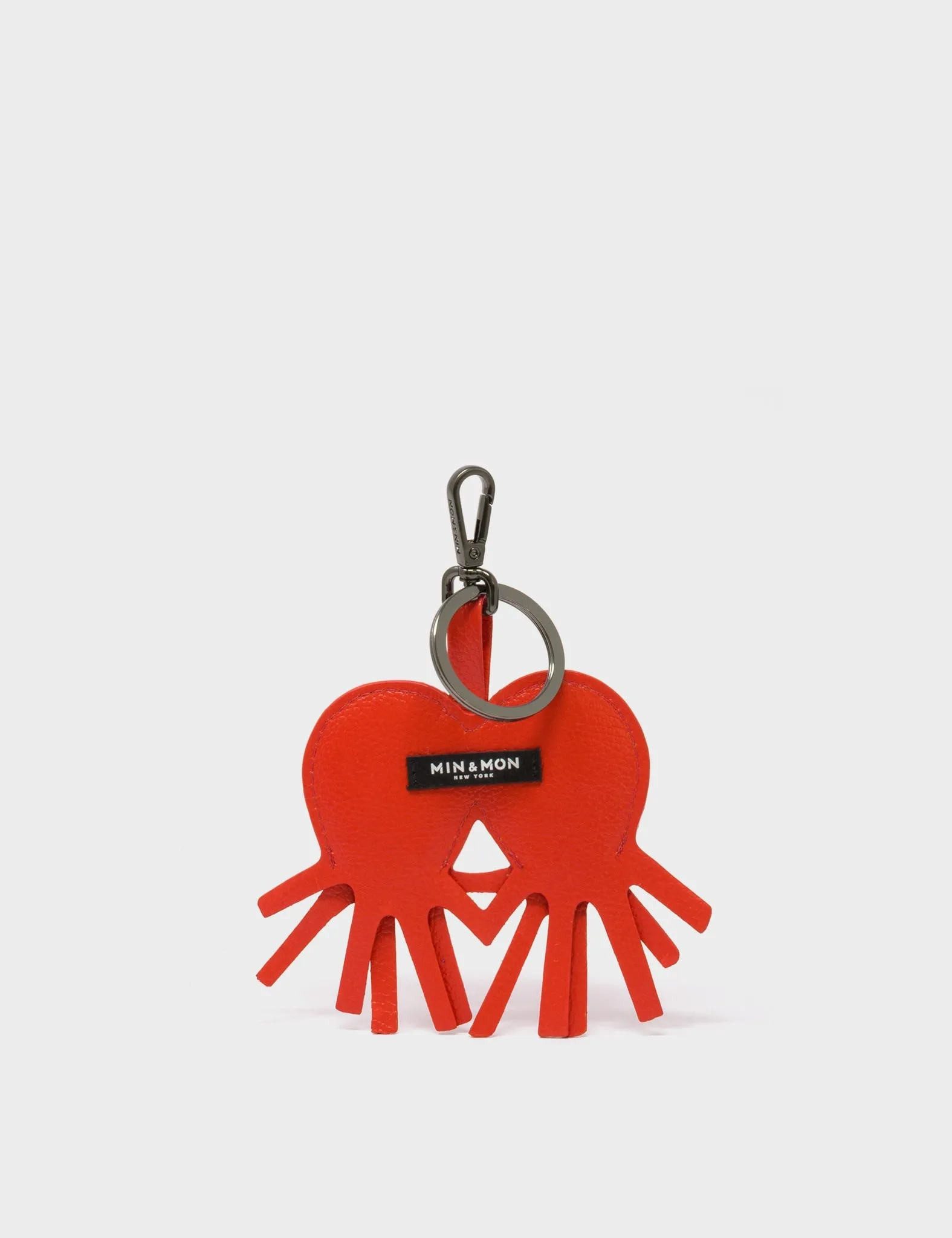 Octotwins Charm - Fiesta Red Leather Keychain
