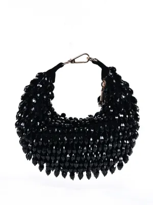 Ophelia Black Suede Embellished Hobo Bag
