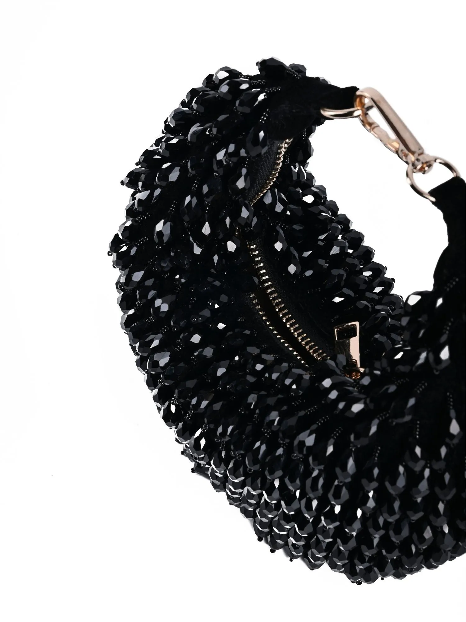 Ophelia Black Suede Embellished Hobo Bag