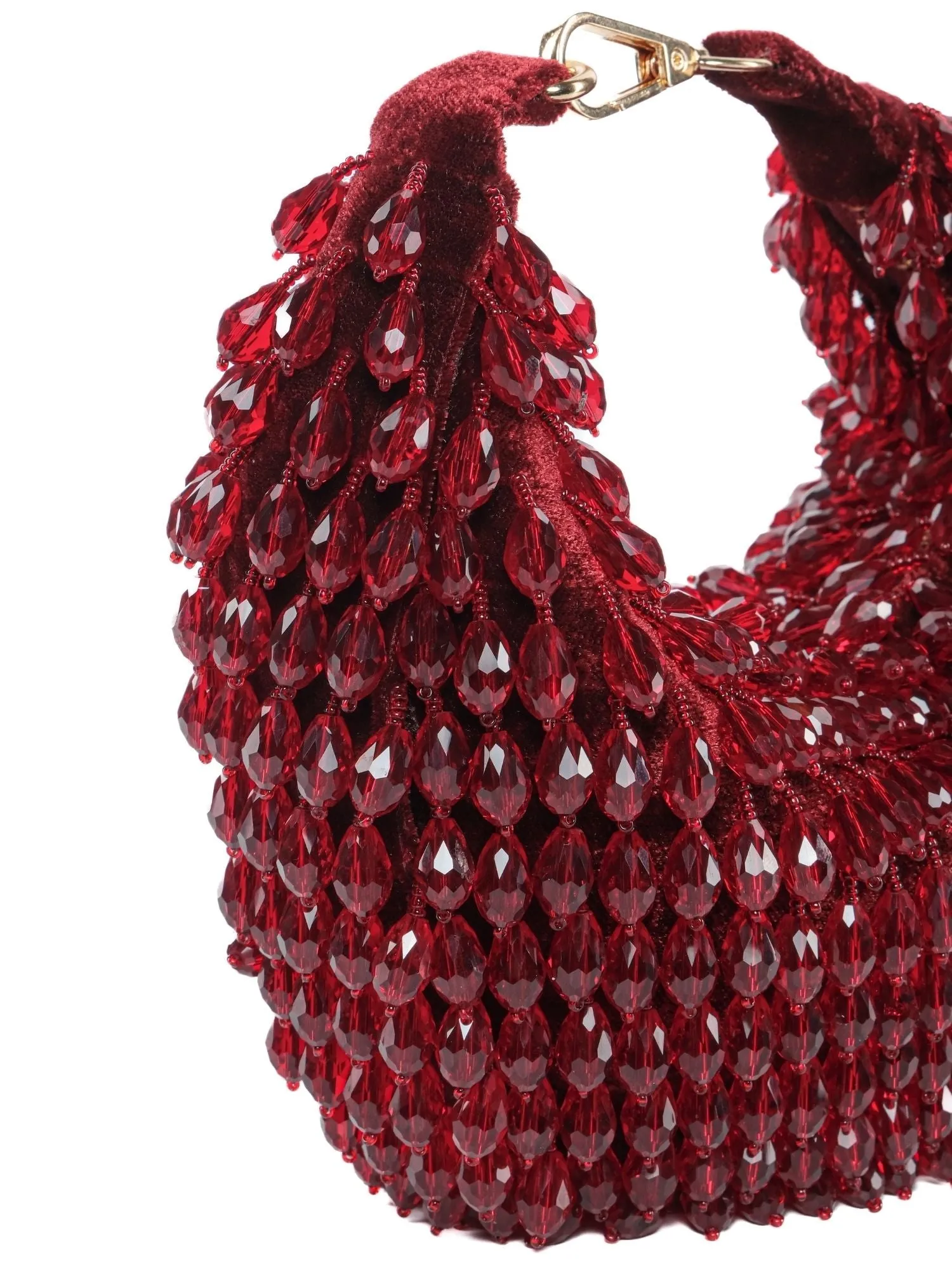 Ophelia Maroon Suede Embellished Hobo Bag