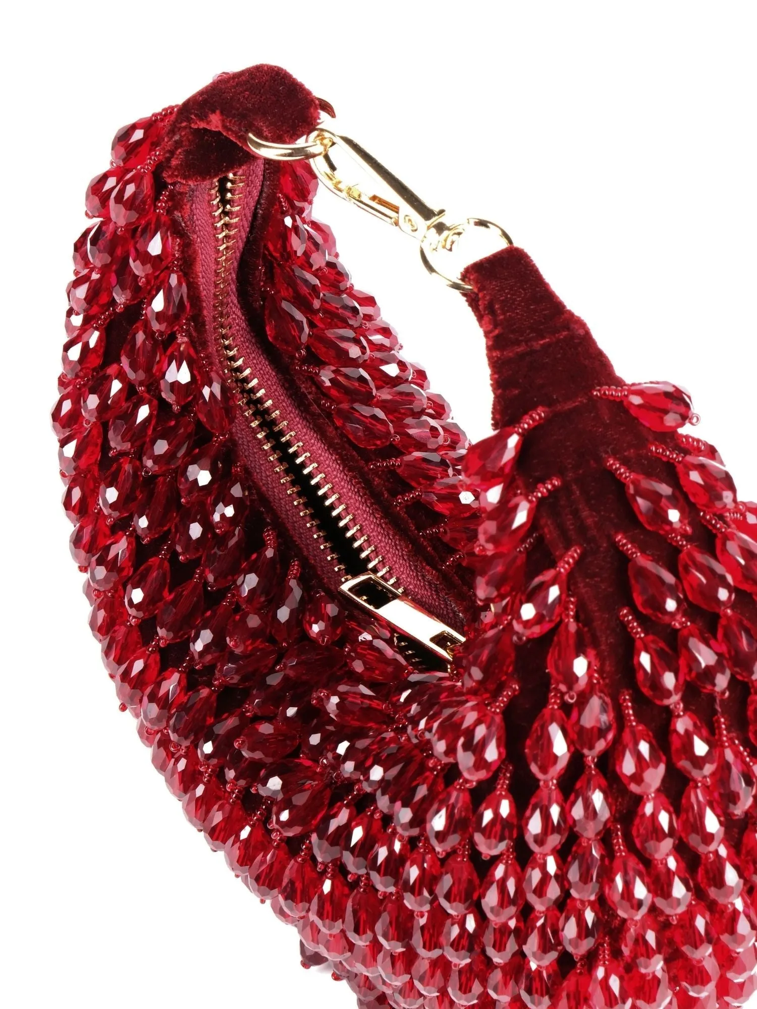 Ophelia Maroon Suede Embellished Hobo Bag