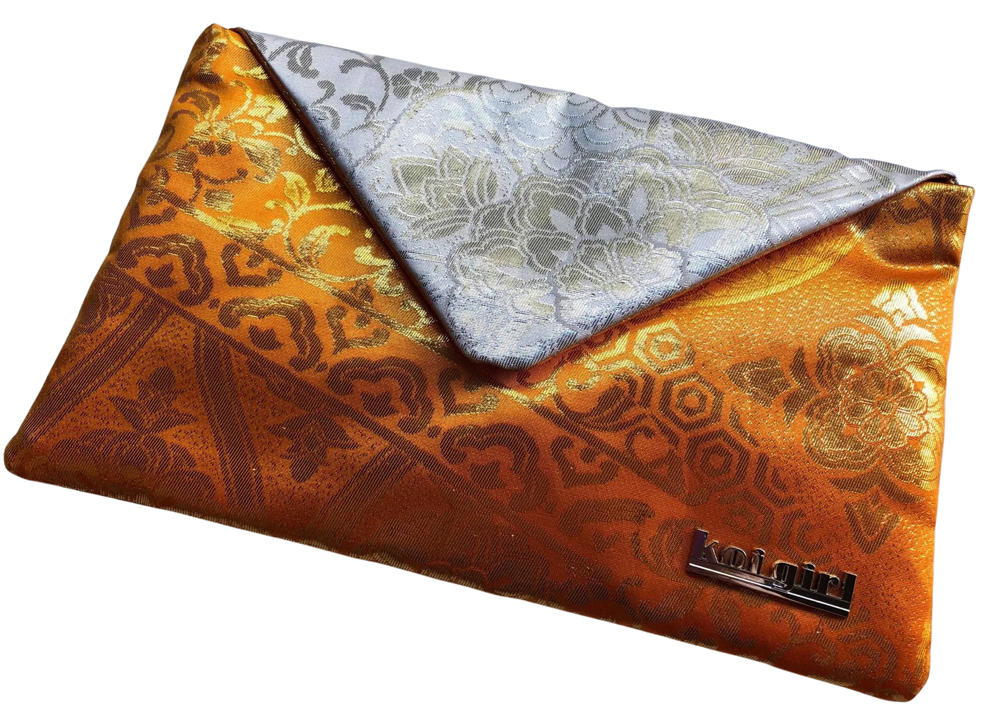 Orange and Silver Mandala Clutch