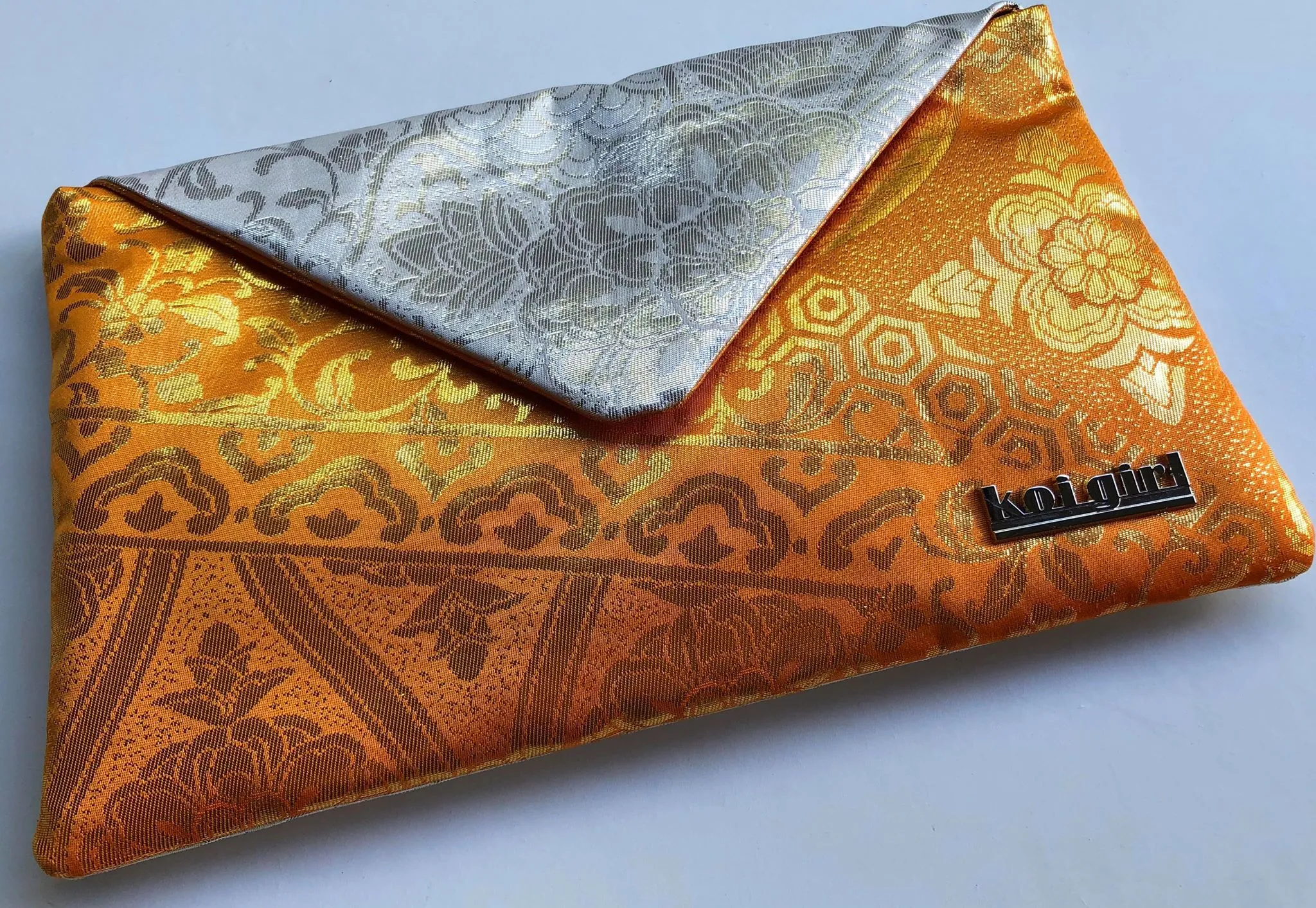 Orange and Silver Mandala Clutch