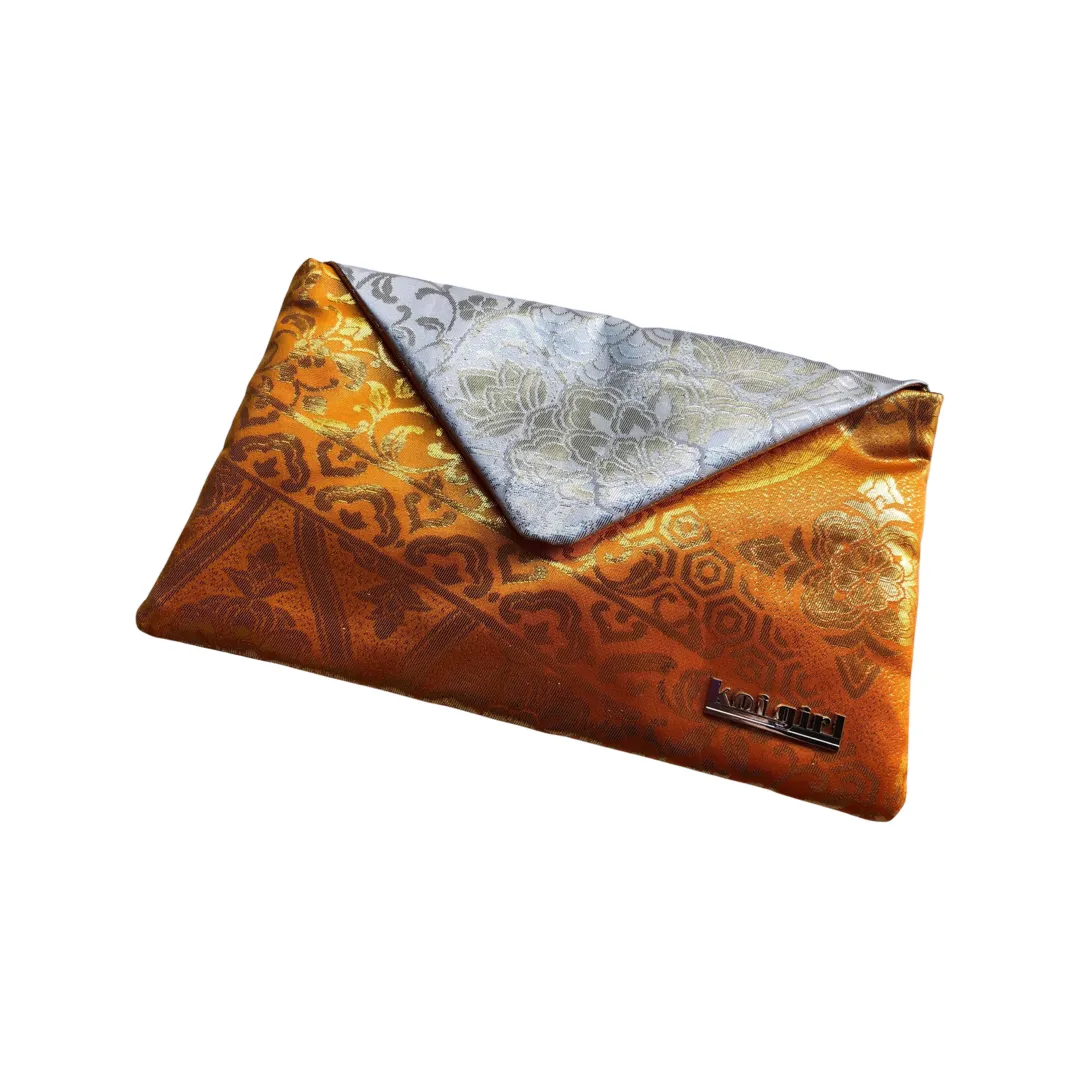 Orange and Silver Mandala Clutch