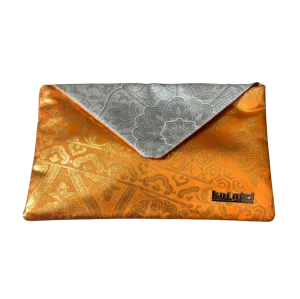 Orange and Silver Mandala Clutch