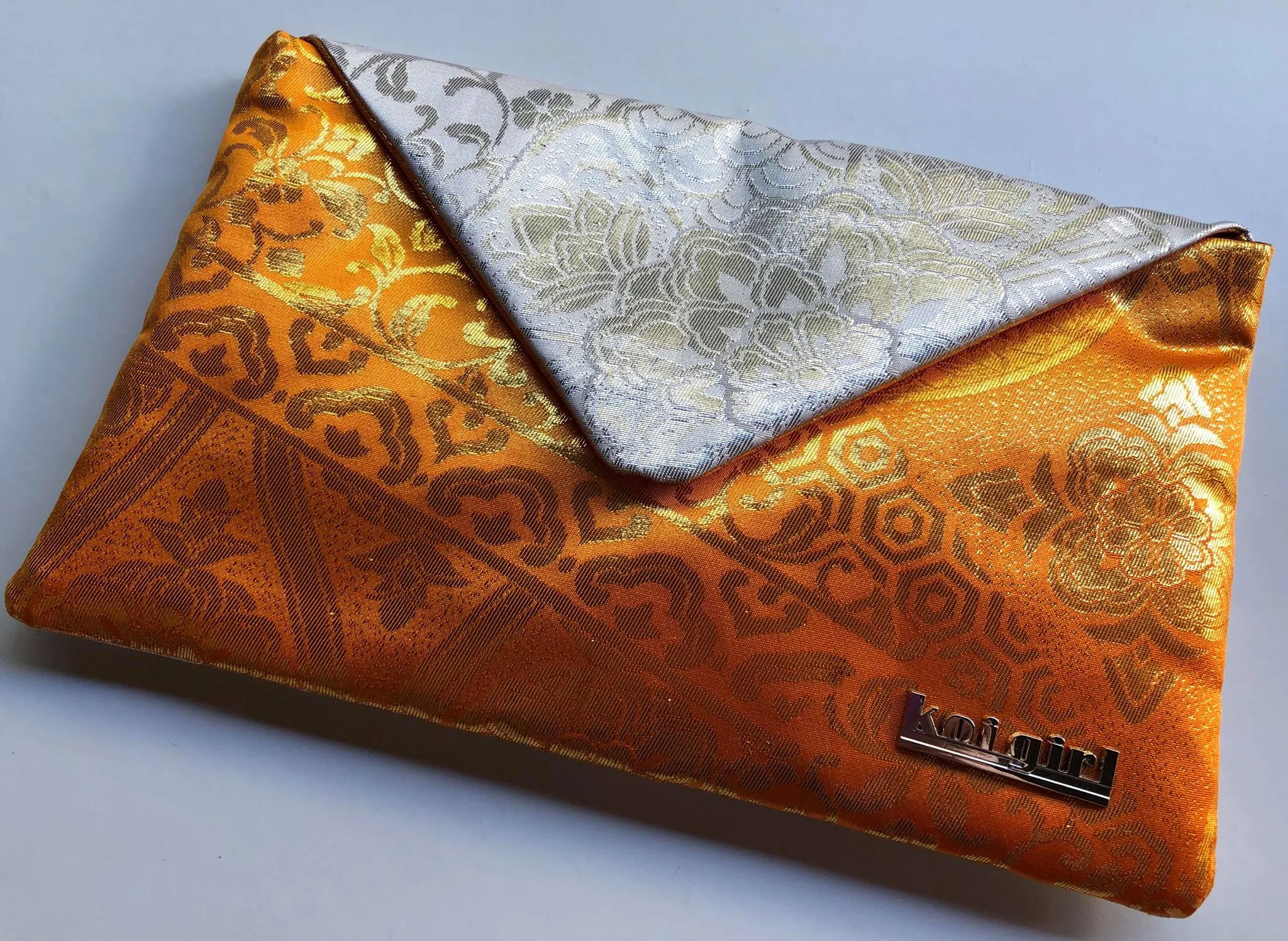 Orange and Silver Mandala Clutch