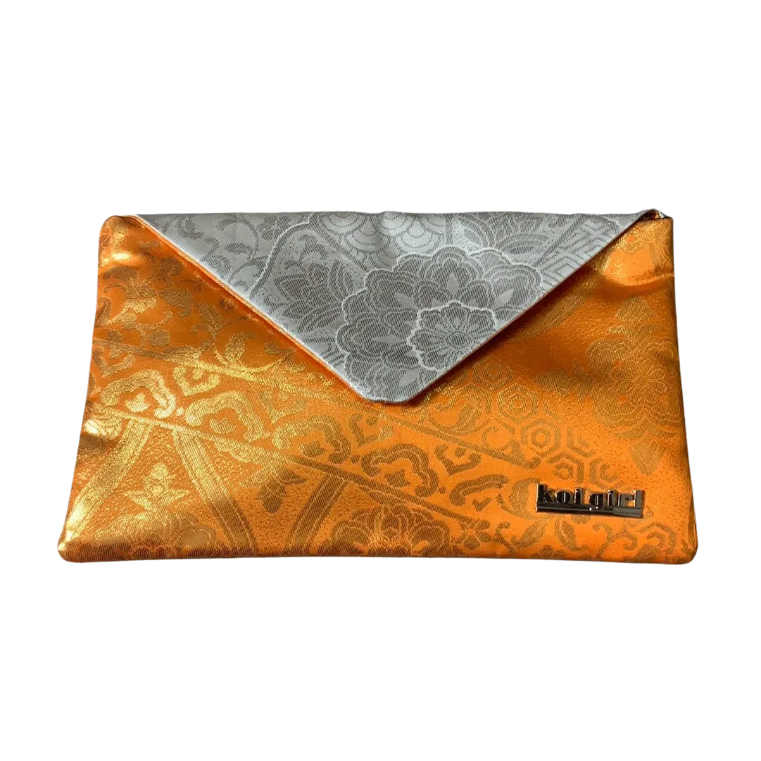 Orange and Silver Mandala Clutch