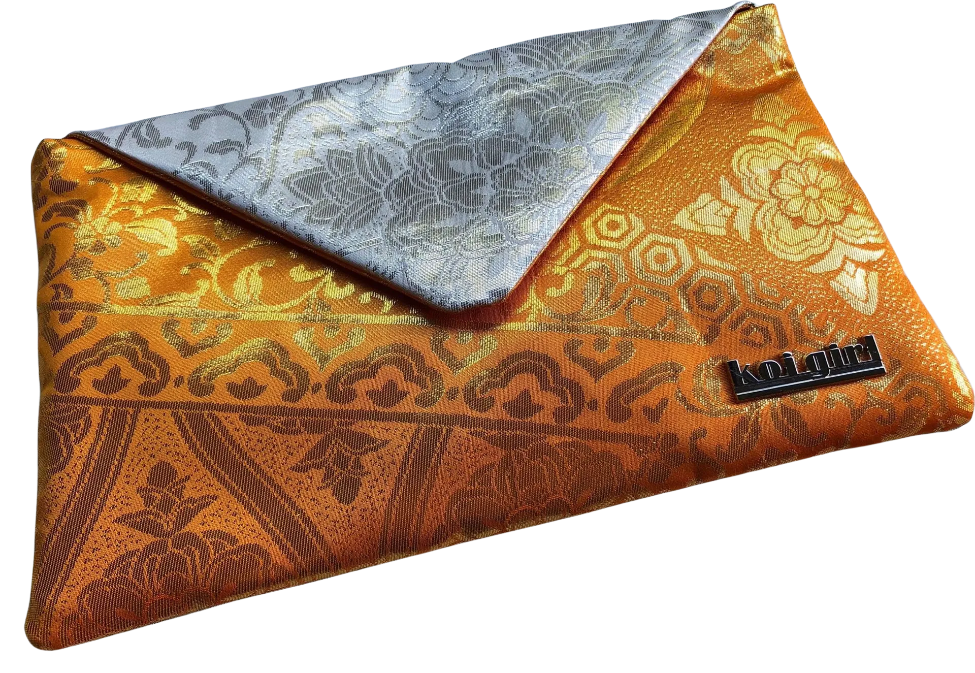 Orange and Silver Mandala Clutch