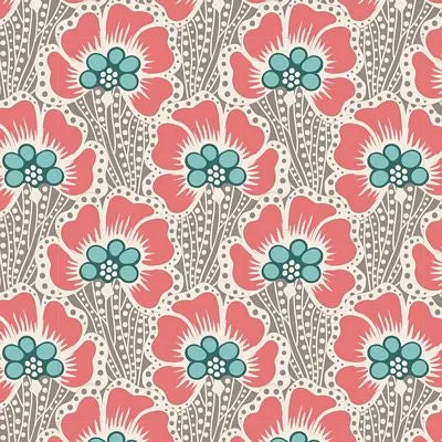 "Cotton Beach"- Ocean Flower Grey by Tone Finnanger for Tilda
