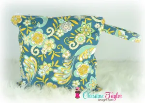 Ready Made MEDIUM SIZE Wet Bag - Peacock Teals