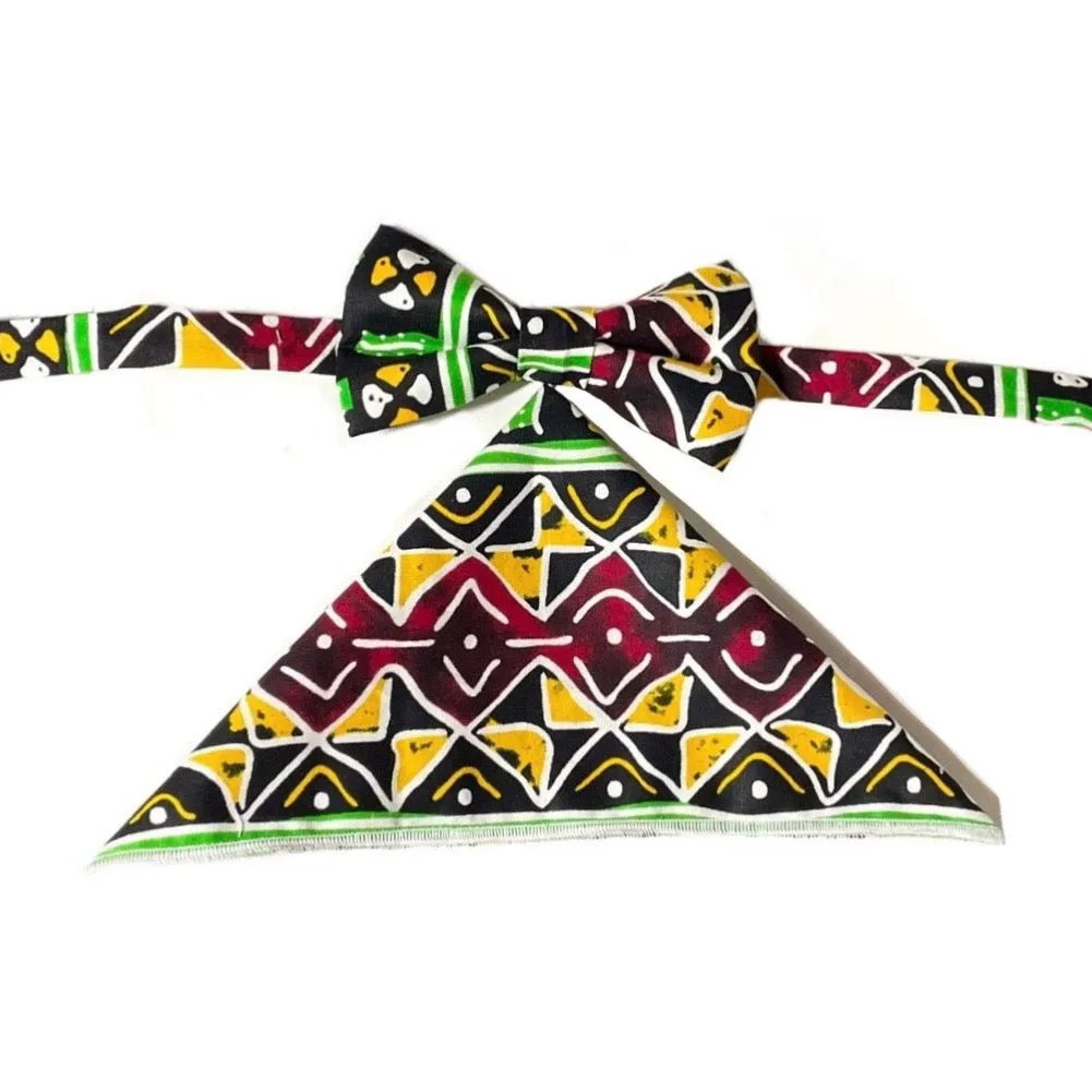 Reggae Roots Bow Tie with Pocket Square