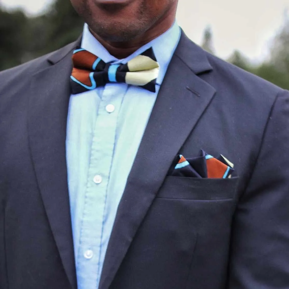 Reggae Roots Bow Tie with Pocket Square