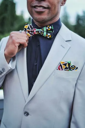 Reggae Roots Bow Tie with Pocket Square