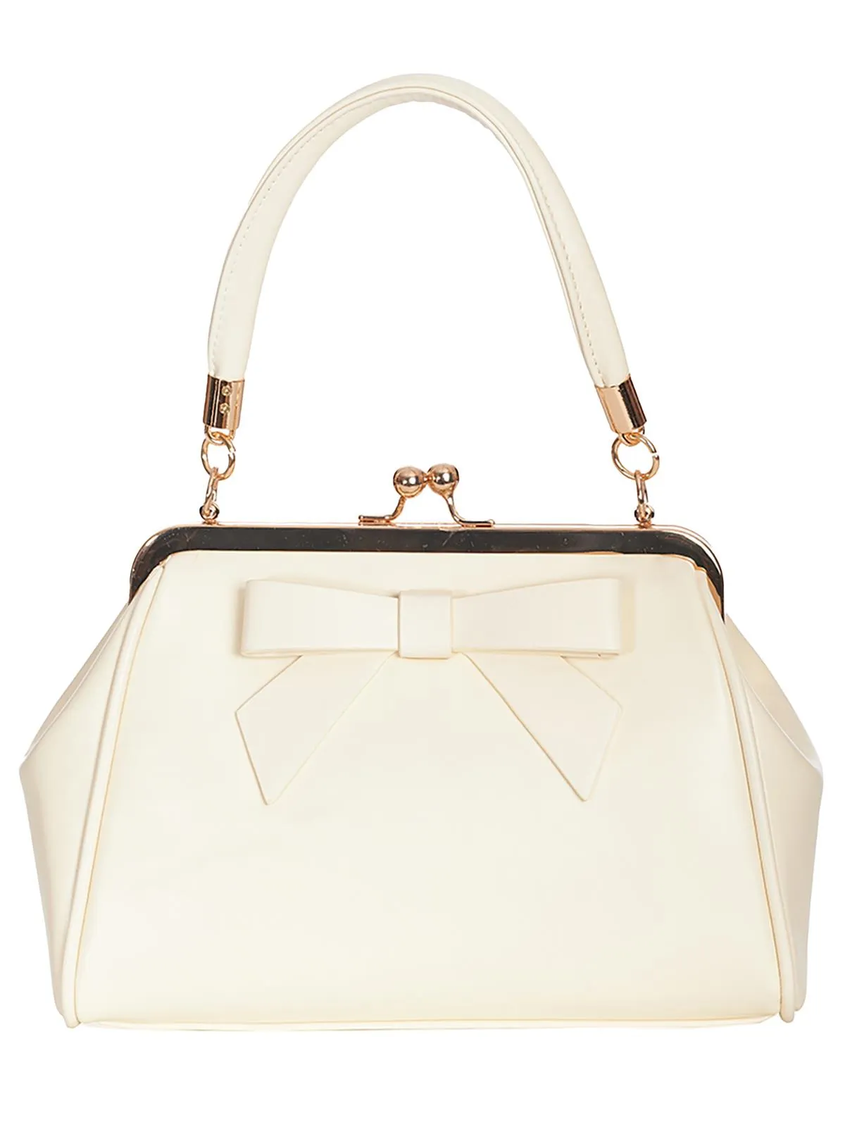 Retro Cream Small Bow Decor Handbag