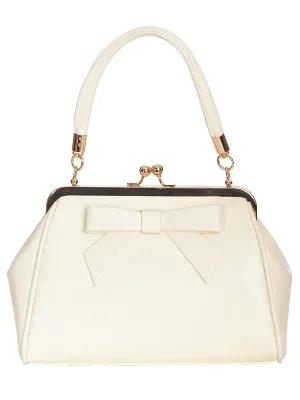 Retro Cream Small Bow Decor Handbag