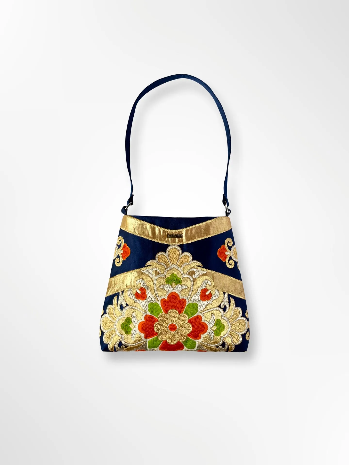 Royal Blue with Floral Motif Shoulder Bag