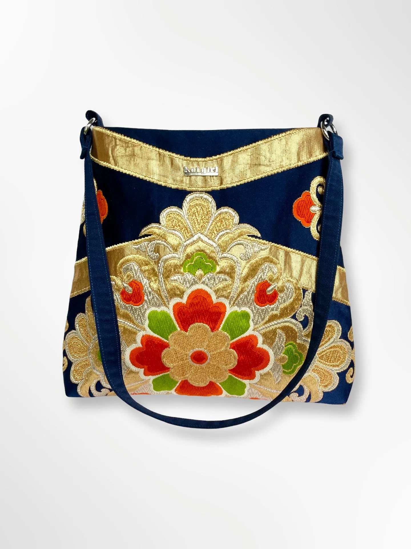 Royal Blue with Floral Motif Shoulder Bag