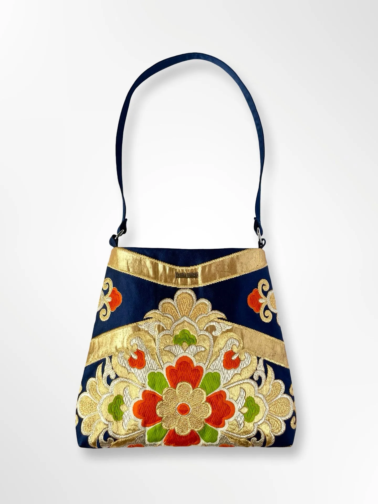 Royal Blue with Floral Motif Shoulder Bag
