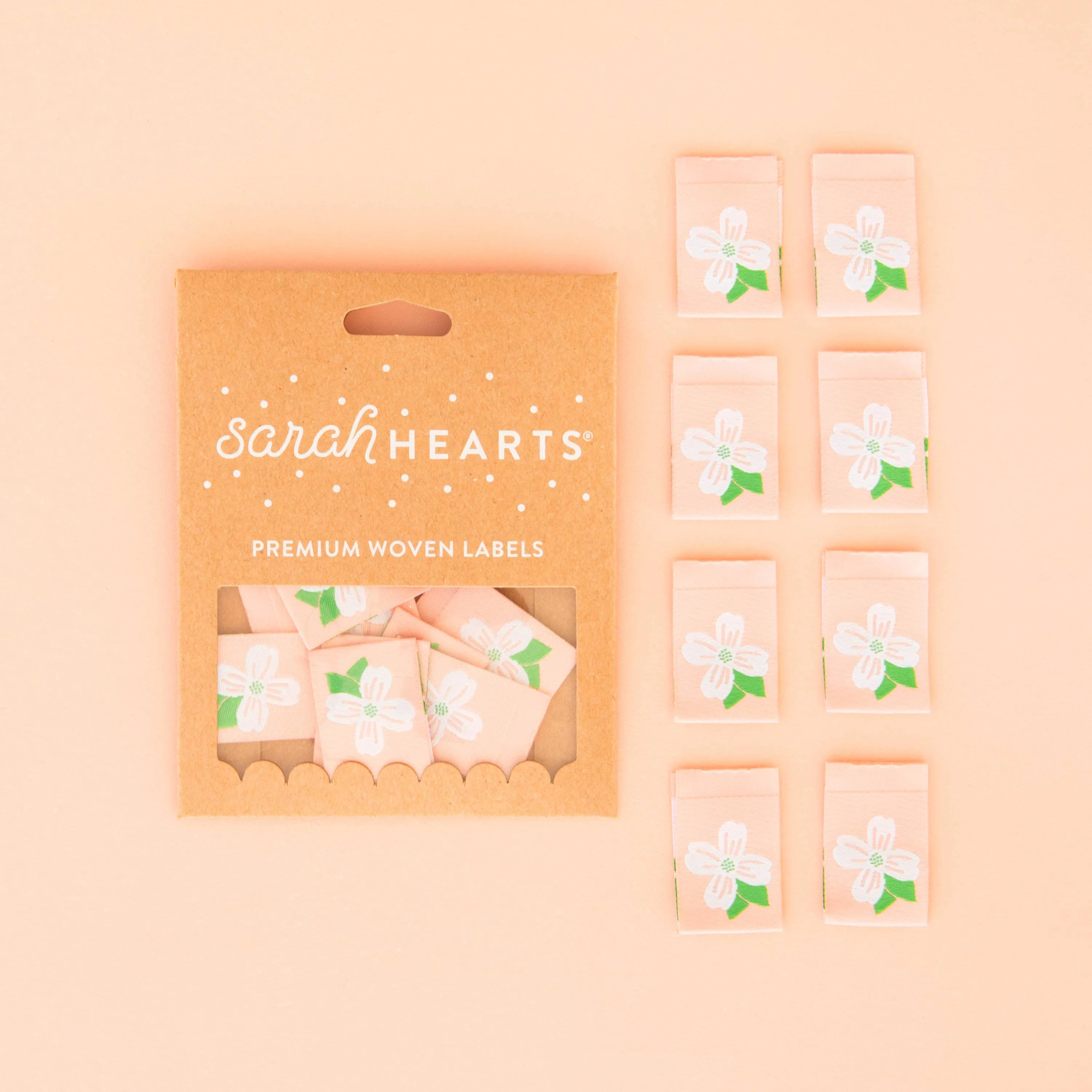 Sarah Hearts - Dogwood Blossom Woven Labels