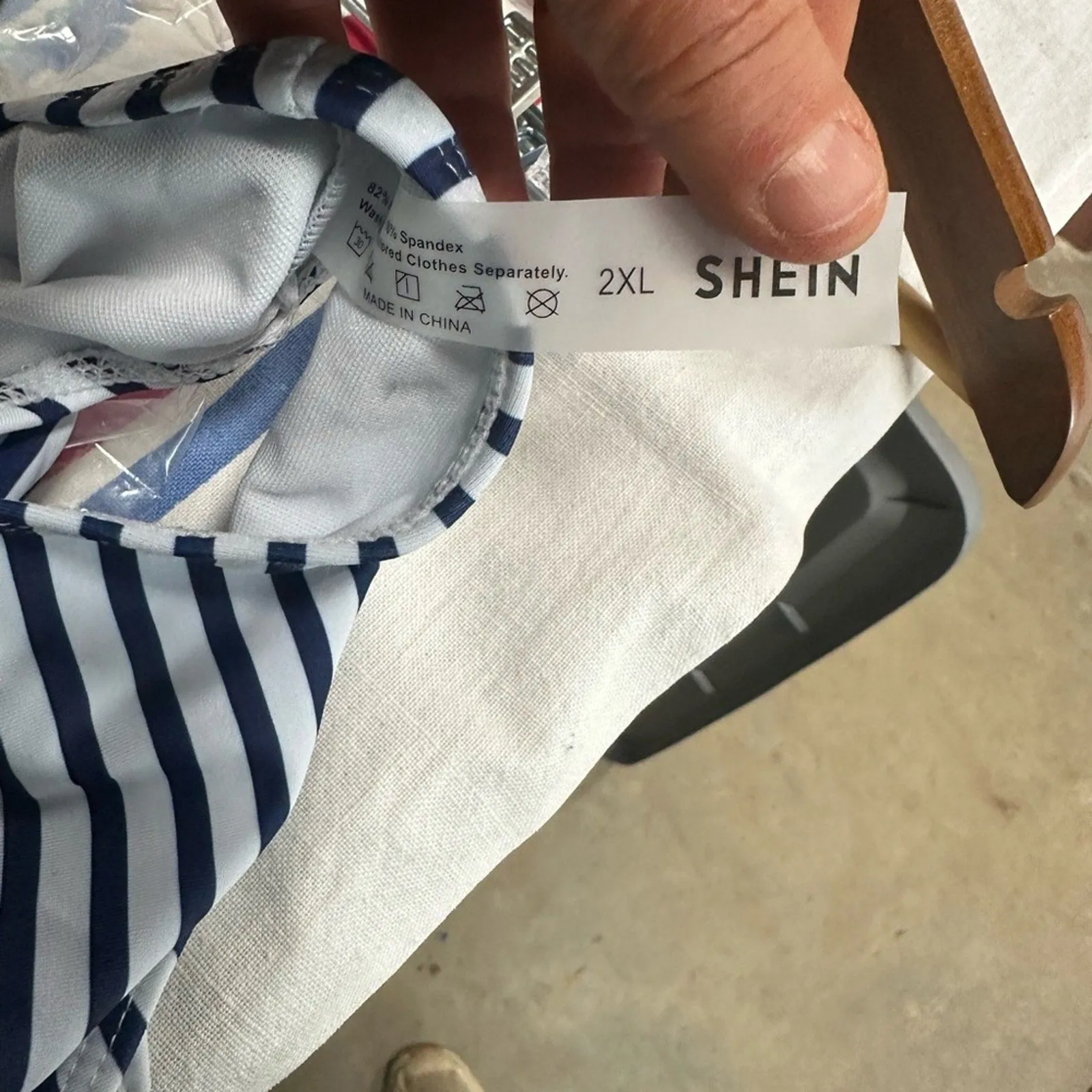 Shein Navy and White Striped Bikini Bottom